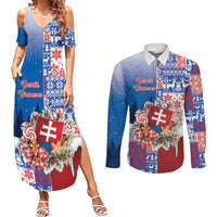 Slovakia Christmas Couples Matching Summer Maxi Dress and Long Sleeve Button Shirt Vesale Vianoce Xmas Pattern - Wonder Print Shop