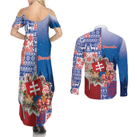 Slovakia Christmas Couples Matching Summer Maxi Dress and Long Sleeve Button Shirt Vesale Vianoce Xmas Pattern - Wonder Print Shop