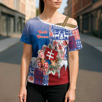 Slovakia Christmas Cross Shoulder Shirt Vesale Vianoce Xmas Pattern - Wonder Print Shop