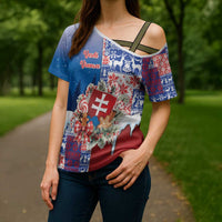 Slovakia Christmas Cross Shoulder Shirt Vesale Vianoce Xmas Pattern - Wonder Print Shop
