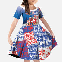 Slovakia Christmas Family Matching Long Sleeve Bodycon Dress and Hawaiian Shirt Vesale Vianoce Xmas Pattern - Wonder Print Shop