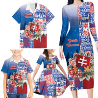 Slovakia Christmas Family Matching Long Sleeve Bodycon Dress and Hawaiian Shirt Vesale Vianoce Xmas Pattern - Wonder Print Shop
