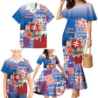 Slovakia Christmas Family Matching Mermaid Dress and Hawaiian Shirt Vesale Vianoce Xmas Pattern - Wonder Print Shop