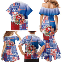 Slovakia Christmas Family Matching Mermaid Dress and Hawaiian Shirt Vesale Vianoce Xmas Pattern - Wonder Print Shop