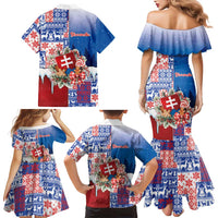 Slovakia Christmas Family Matching Mermaid Dress and Hawaiian Shirt Vesale Vianoce Xmas Pattern - Wonder Print Shop