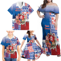 Slovakia Christmas Family Matching Off Shoulder Maxi Dress and Hawaiian Shirt Vesale Vianoce Xmas Pattern - Wonder Print Shop