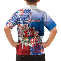 Slovakia Christmas Family Matching Off Shoulder Short Dress and Hawaiian Shirt Vesale Vianoce Xmas Pattern - Wonder Print Shop