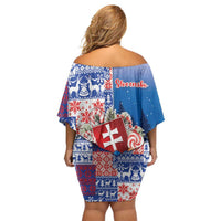 Slovakia Christmas Family Matching Off Shoulder Short Dress and Hawaiian Shirt Vesale Vianoce Xmas Pattern - Wonder Print Shop
