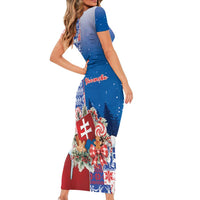 Slovakia Christmas Family Matching Short Sleeve Bodycon Dress and Hawaiian Shirt Vesale Vianoce Xmas Pattern - Wonder Print Shop