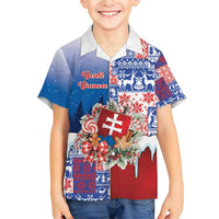 Slovakia Christmas Family Matching Short Sleeve Bodycon Dress and Hawaiian Shirt Vesale Vianoce Xmas Pattern - Wonder Print Shop