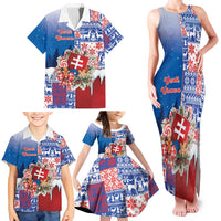 Slovakia Christmas Family Matching Tank Maxi Dress and Hawaiian Shirt Vesale Vianoce Xmas Pattern - Wonder Print Shop