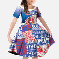 Slovakia Christmas Kid Short Sleeve Dress Vesale Vianoce Xmas Pattern - Wonder Print Shop
