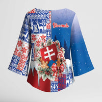 Slovakia Christmas Kimono Sleeve Blouse Vesale Vianoce Xmas Pattern - Wonder Print Shop