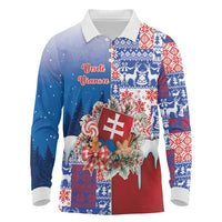 Slovakia Christmas Long Sleeve Polo Shirt Vesale Vianoce Xmas Pattern - Wonder Print Shop