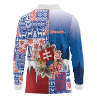 Slovakia Christmas Long Sleeve Polo Shirt Vesale Vianoce Xmas Pattern - Wonder Print Shop