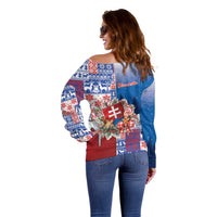 Slovakia Christmas Off Shoulder Sweater Vesale Vianoce Xmas Pattern - Wonder Print Shop