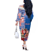 Slovakia Christmas Off The Shoulder Long Sleeve Dress Vesale Vianoce Xmas Pattern - Wonder Print Shop