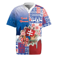 Slovakia Christmas Rugby Jersey Vesale Vianoce Xmas Pattern - Wonder Print Shop