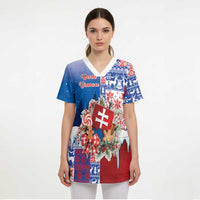 Slovakia Christmas Scrub Top Vesale Vianoce Xmas Pattern - Wonder Print Shop