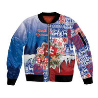 Slovakia Christmas Sleeve Zip Bomber Jacket Vesale Vianoce Xmas Pattern - Wonder Print Shop
