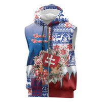Slovakia Christmas Sleeveless Zip Hoodie Vesale Vianoce Xmas Pattern - Wonder Print Shop