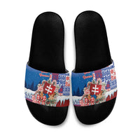 Slovakia Christmas Slide Sandals Vesale Vianoce Xmas Pattern - Wonder Print Shop