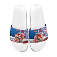 Slovakia Christmas Slide Sandals Vesale Vianoce Xmas Pattern - Wonder Print Shop