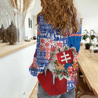 Slovakia Christmas Women Casual Shirt Vesale Vianoce Xmas Pattern - Wonder Print Shop