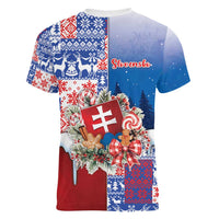 Slovakia Christmas Women V-Neck T-Shirt Vesale Vianoce Xmas Pattern - Wonder Print Shop