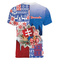 Slovakia Christmas Women V-Neck T-Shirt Vesale Vianoce Xmas Pattern - Wonder Print Shop