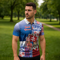 Slovakia Christmas Zipper Polo Shirt Vesale Vianoce Xmas Pattern - Wonder Print Shop