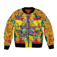 Personalized Italy Sicily Bomber Jacket Gorgoneion Baroque Patterns - Wonder Print Shop