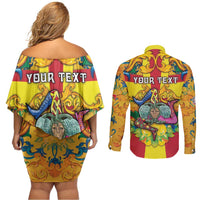 Personalized Italy Sicily Couples Matching Off Shoulder Short Dress and Long Sleeve Button Shirt Gorgoneion Baroque Patterns - Wonder Print Shop