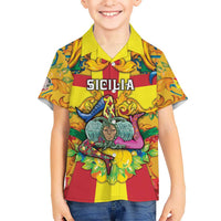 Personalized Italy Sicily Family Matching Off The Shoulder Long Sleeve Dress and Hawaiian Shirt Gorgoneion Baroque Patterns - Wonder Print Shop