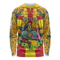 Personalized Italy Sicily Long Sleeve Shirt Gorgoneion Baroque Patterns - Wonder Print Shop