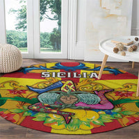 Italy Sicily Round Carpet Gorgoneion Baroque Patterns - Wonder Print Shop
