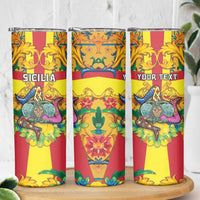 Personalized Italy Sicily Skinny Tumbler Gorgoneion Baroque Patterns - Wonder Print Shop