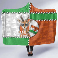 Niger Hooded Blanket Dama Gazelle Waving Flag Funny Style