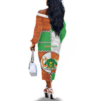 Personalized Niger Off The Shoulder Long Sleeve Dress Dama Gazelle Waving Flag Funny Style