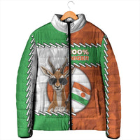 Personalized Niger Padded Jacket Dama Gazelle Waving Flag Funny Style