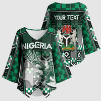 Personalized Nigeria Kimono Sleeve Blouse Eagle With Tribal Patterns