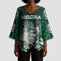 Personalized Nigeria Kimono Sleeve Blouse Eagle With Tribal Patterns