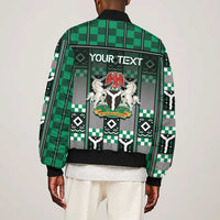 Personalized Nigeria Sleeve Zip Bomber Jacket Eagle With Tribal Patterns
