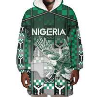 Personalized Nigeria Wearable Blanket Hoodie Eagle With Tribal Patterns