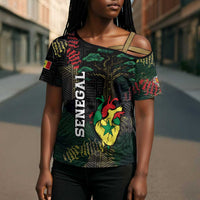 Personalized Senegal Cross Shoulder Shirt Heart Baobab Art Grunge Style