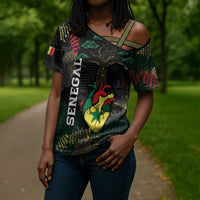 Personalized Senegal Cross Shoulder Shirt Heart Baobab Art Grunge Style