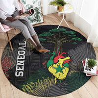 Senegal Round Carpet Heart Baobab Art Grunge Style