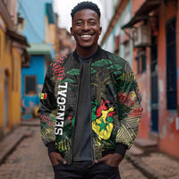 Personalized Senegal Sleeve Zip Bomber Jacket Heart Baobab Art Grunge Style