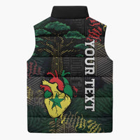 Personalized Senegal Sleeveless Puffer Jacket Heart Baobab Art Grunge Style