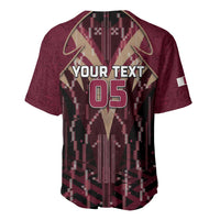 Custom Qatar Football Baseball Jersey Glitch Style Falcon With Arabic Patterns